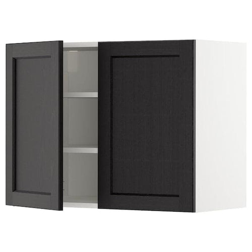 METOD - Wall cabinet with shelves/2 doors, white/Lerhyttan black stained , 80x60 cm