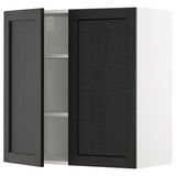 METOD wall cabinet with shelves/2 doors, white/Lerhyttan black stained, 80x80 cm