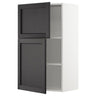 METOD wall cabinet with shelves/2 doors, white/Lerhyttan black stained, 60x100 cm
