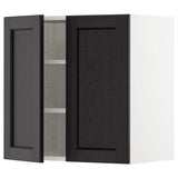METOD wall cabinet with shelves/2 doors, white/Lerhyttan black stained, 60x60 cm