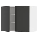 METOD wall cabinet with shelves/2 doors, white/Nickebo matt anthracite, 80x60 cm