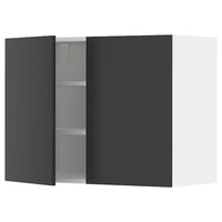 METOD - Wall cabinet with shelves/2 doors, white/Nickebo matt anthracite, 80x60 cm - best price from Maltashopper.com 39498107