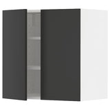METOD wall cabinet with shelves/2 doors, white/Nickebo matt anthracite, 60x60 cm