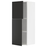 METOD wall cabinet with shelves/2 doors, white/Nickebo matt anthracite, 40x100 cm