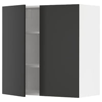 METOD - Wall cabinet with shelves/2 doors, white/Nickebo matt anthracite, 80x80 cm - best price from Maltashopper.com 99497992