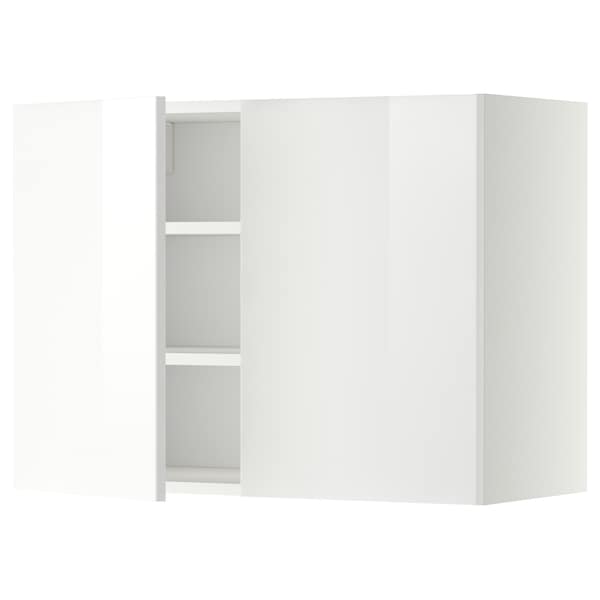 Ikea METOD - Wall cabinet with shelves/2 doors, white/Ringhult white, 80x60 cm