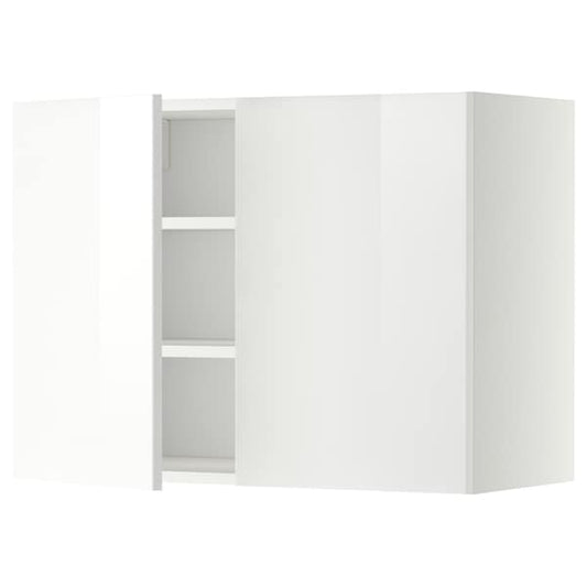 Ikea METOD - Wall cabinet with shelves/2 doors, white/Ringhult white, 80x60 cm