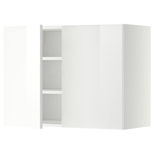 METOD - Wall cabinet with shelves/2 doors, white/Ringhult white, 80x60 cm