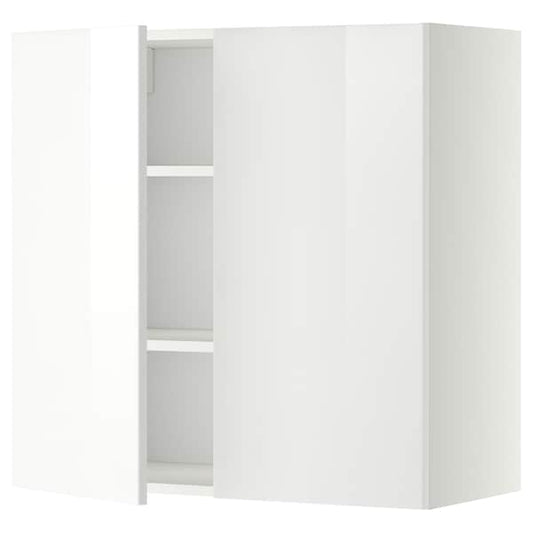 Ikea METOD - Wall cabinet with shelves/2 doors, white/Ringhult white, 80x80 cm