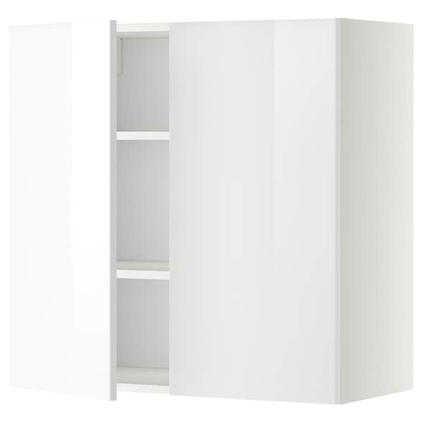 METOD - Wall cabinet with shelves/2 doors, white/Ringhult white, 80x80 cm