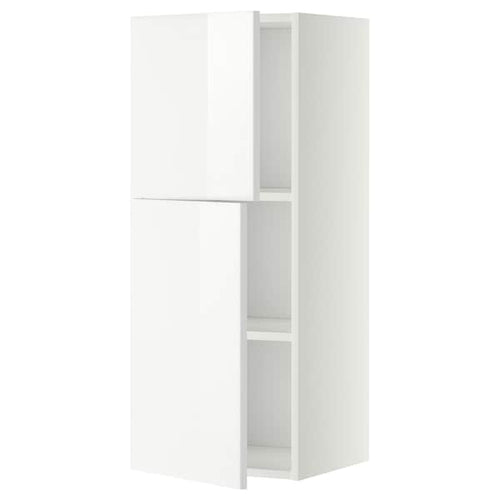 METOD wall cabinet with shelves/2 doors, white/Ringhult white, 40x100 cm