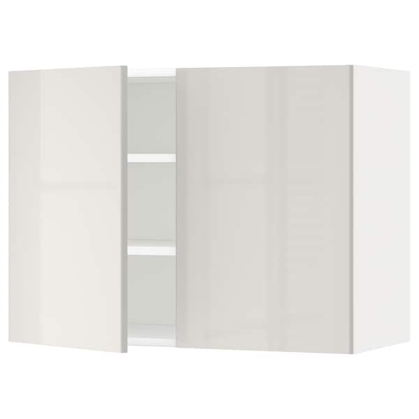 METOD - Wall cabinet with shelves/2 doors, white/Ringhult light grey, 80x60 cm - best price from Maltashopper.com 99466844