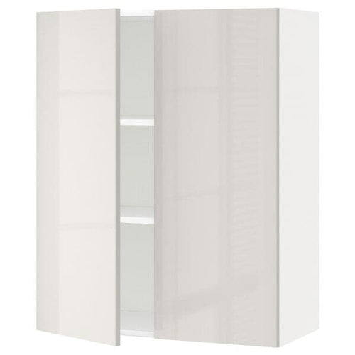 METOD - Wall cabinet with shelves/2 doors, white/Ringhult light grey, 80x100 cm