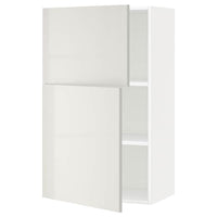 METOD wall cabinet with shelves/2 doors, white/Ringhult light grey, 60x100 cm
