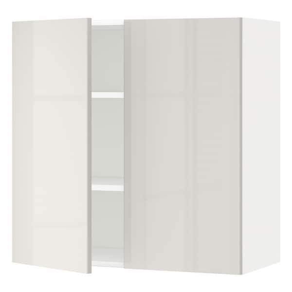 METOD - Wall cabinet with shelves/2 doors, white/Ringhult light grey, 80x80 cm - best price from Maltashopper.com 69458459