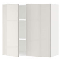 METOD - Wall cabinet with shelves/2 doors, white/Ringhult light grey, 80x80 cm - best price from Maltashopper.com 69458459