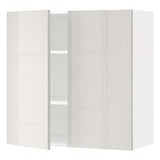 METOD wall cabinet with shelves/2 doors, white/Ringhult light grey, 80x80 cm