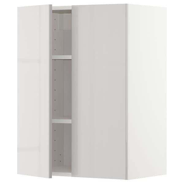 Ikea METOD - Wall cabinet with shelves/2 doors, white/Ringhult light grey, 60x80 cm