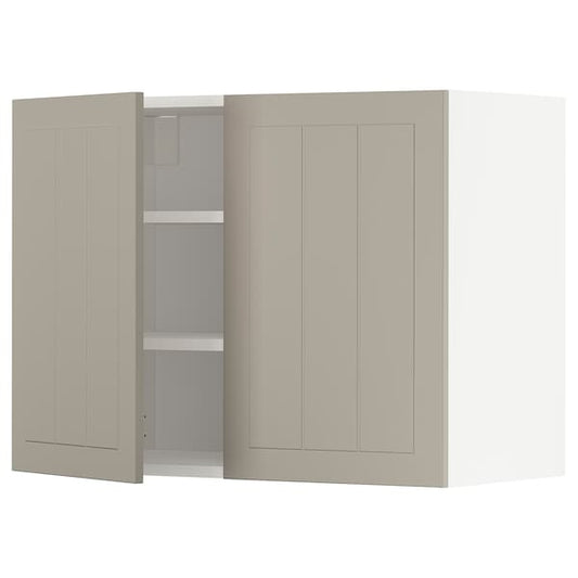 Ikea METOD - Wall cabinet with shelves/2 doors, white/Stensund beige, 80x60 cm
