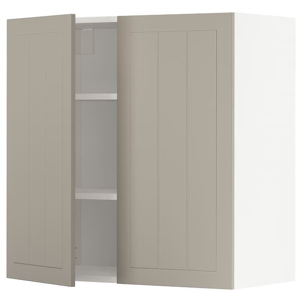 Ikea METOD - Wall cabinet with shelves/2 doors, white/Stensund beige, 80x80 cm