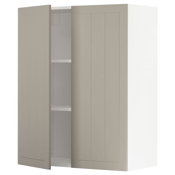 METOD - Wall cabinet with shelves/2 doors, white/Stensund beige, 80x100 cm - best price from Maltashopper.com 39468346