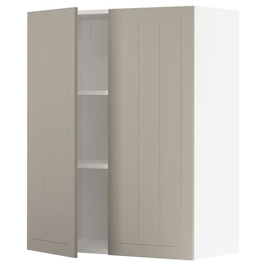 Ikea METOD - Wall cabinet with shelves/2 doors, white/Stensund beige, 80x100 cm