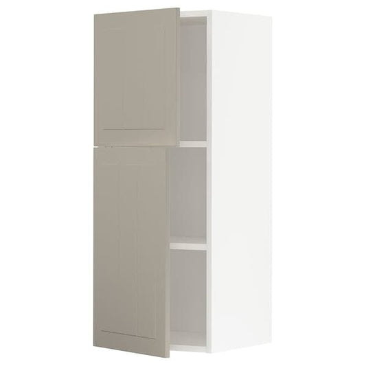 Ikea METOD - Wall cabinet with shelves/2 doors, white/Stensund beige, 40x100 cm