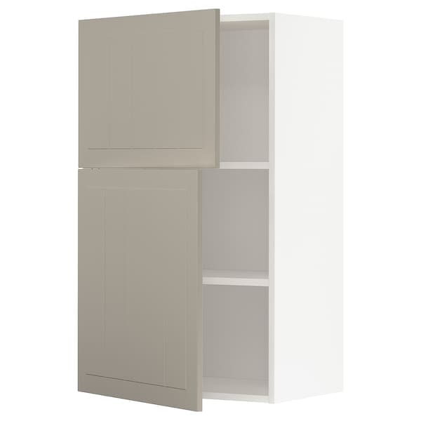 Ikea METOD - Wall cabinet with shelves/2 doors, white/Stensund beige, 60x100 cm