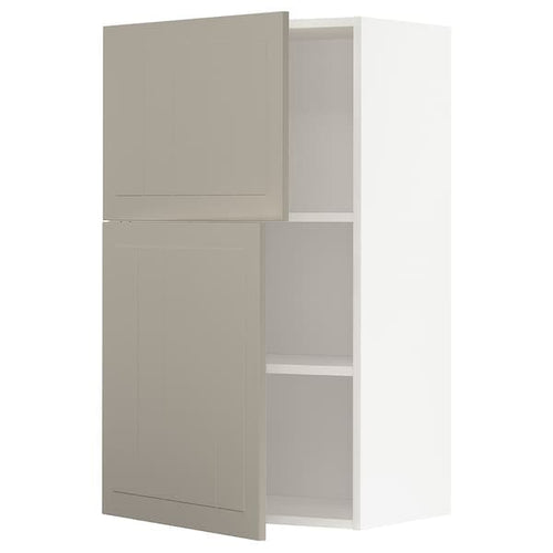 METOD - Wall cabinet with shelves/2 doors, white/Stensund beige, 60x100 cm