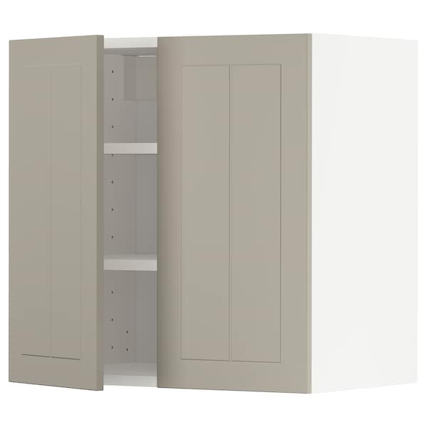 Ikea METOD - Wall cabinet with shelves/2 doors, white/Stensund beige, 60x60 cm