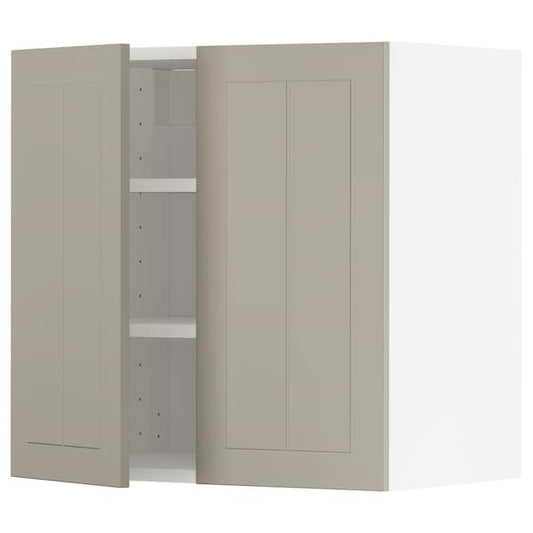 Ikea METOD - Wall cabinet with shelves/2 doors, white/Stensund beige, 60x60 cm