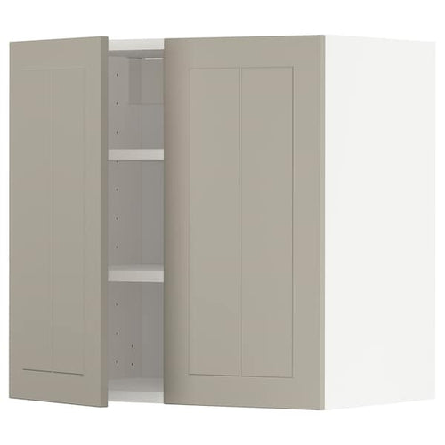 METOD wall cabinet with shelves/2 doors, white/Stensund beige, 60x60 cm