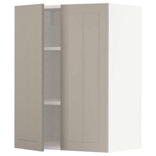 Ikea METOD - Wall cabinet with shelves/2 doors, white/Stensund beige, 60x80 cm