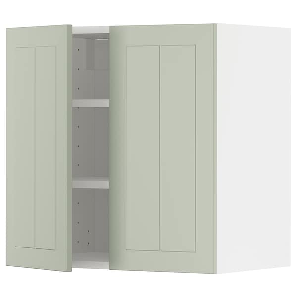 METOD - Wall cabinet with shelves/2 doors, white/Stensund light green, 60x60 cm - best price from Maltashopper.com 29486464