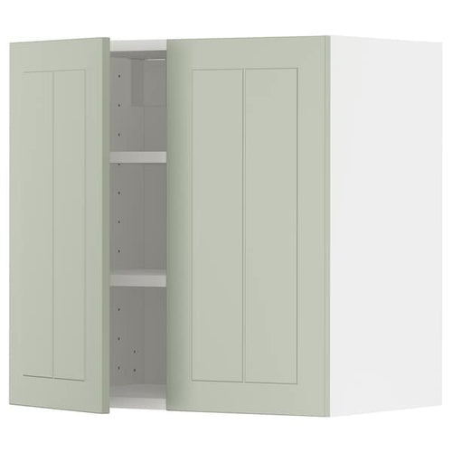 METOD - Wall cabinet with shelves/2 doors, white/Stensund light green, 60x60 cm