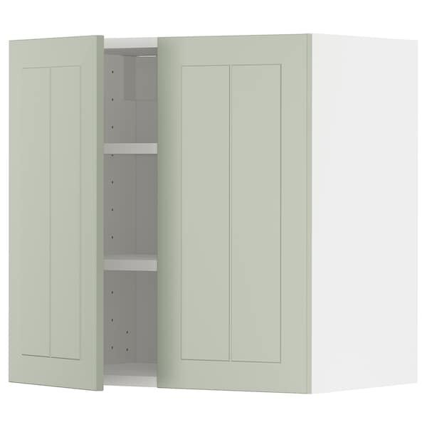 METOD - Wall cabinet with shelves/2 doors, white/Stensund light green, 60x60 cm