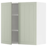 METOD wall cabinet with shelves/2 doors, white/Stensund light green, 80x80 cm
