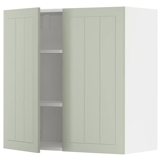 Ikea METOD - Wall cabinet with shelves/2 doors, white/Stensund light green, 80x80 cm