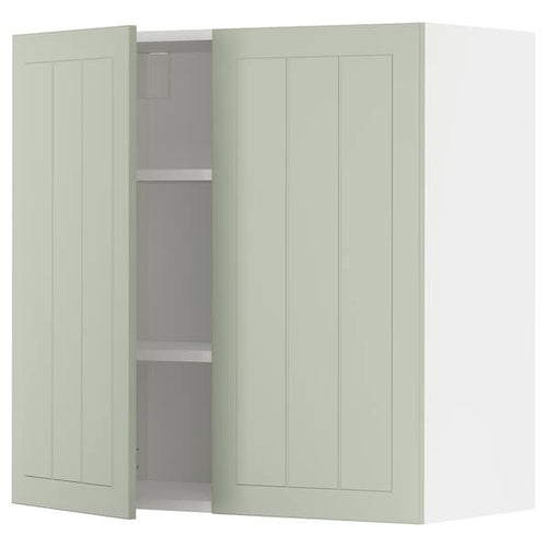 METOD - Wall cabinet with shelves/2 doors, white/Stensund light green, 80x80 cm