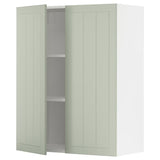METOD wall cabinet with shelves/2 doors, white/Stensund light green, 80x100 cm