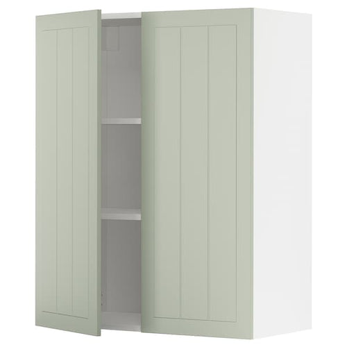 METOD - Wall cabinet with shelves/2 doors, white/Stensund light green, 80x100 cm
