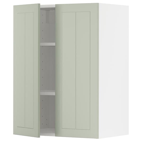 METOD - Wall cabinet with shelves/2 doors, white/Stensund light green, 60x80 cm - best price from Maltashopper.com 99486781