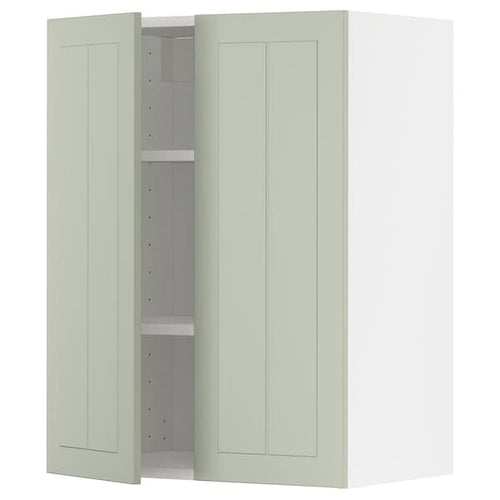 METOD - Wall cabinet with shelves/2 doors, white/Stensund light green, 60x80 cm