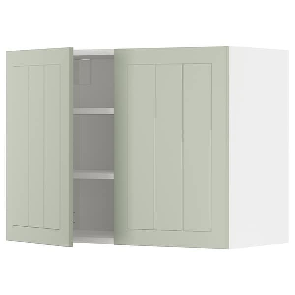 METOD - Wall cabinet with shelves/2 doors, white/Stensund light green, 80x60 cm - best price from Maltashopper.com 99487506