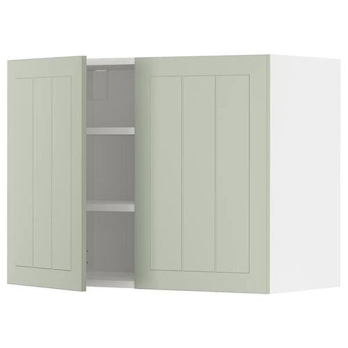 METOD - Wall cabinet with shelves/2 doors, white/Stensund light green, 80x60 cm
