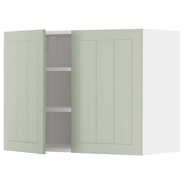 METOD - Wall cabinet with shelves/2 doors, white/Stensund light green, 80x60 cm