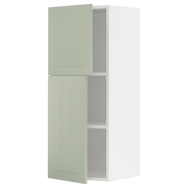 Ikea METOD - Wall cabinet with shelves/2 doors, white/Stensund light green, 40x100 cm