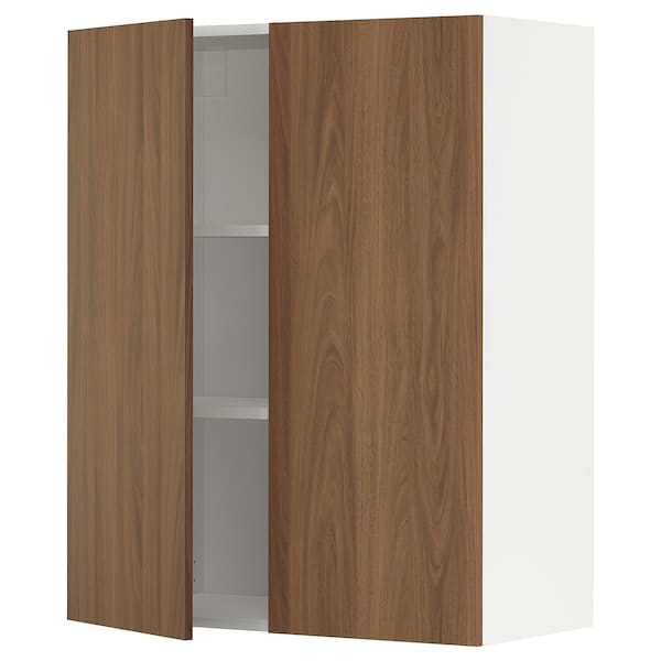 Ikea METOD - Wall cabinet with shelves/2 doors, white/Tistorp brown walnut effect, 80x100 cm