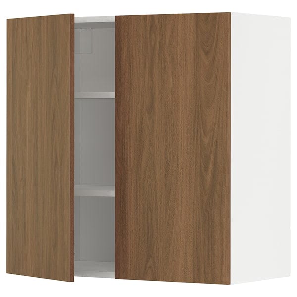 Ikea METOD - Wall cabinet with shelves/2 doors, white/Tistorp brown walnut effect, 80x80 cm