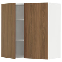 METOD - Wall cabinet with shelves/2 doors, white/Tistorp brown walnut effect, 80x80 cm - best price from Maltashopper.com 79519037